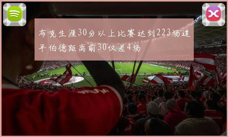 布克生涯30分以上比赛达到223场追平伯德距离前30仅差4场
